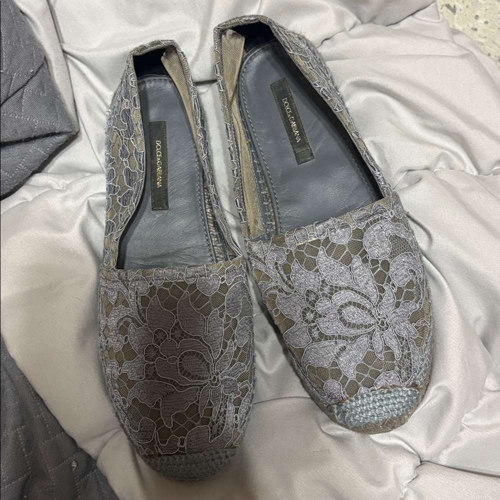 Dolce & Gabbana Gold and Gray Lace Detail
